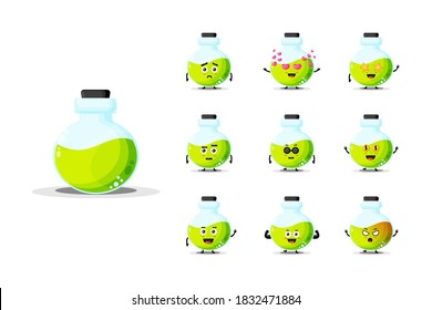Cute potion bottle mascot design set