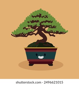 Cute pots with different plants cartoon