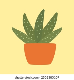 Cute potted cactus. Decoration spiny plant, mexico cacti flower and tropical house plants vector Illustration