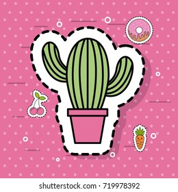 cute potted cactus sweet cherry food