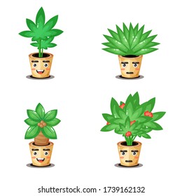 Cute potted plants set Vector