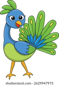 Cute pou bird cartoon. Flat vector illustration. Wild life animals. Cute animal on white background