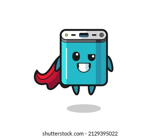 the cute power bank character as a flying superhero , cute style design for t shirt, sticker, logo element