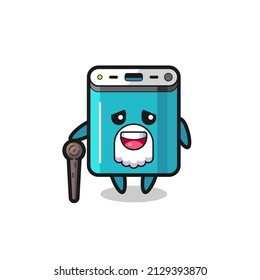 cute power bank grandpa is holding a stick , cute style design for t shirt, sticker, logo element