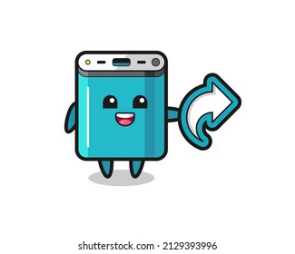 cute power bank hold social media share symbol , cute style design for t shirt, sticker, logo element