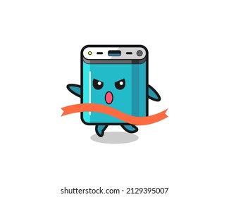 cute power bank illustration is reaching the finish , cute style design for t shirt, sticker, logo element