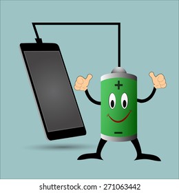 Cute Power Bank Powerful Vector Character