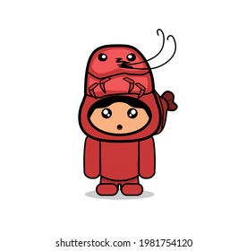 cute prawn boy vector illustration. can be used on children's openings, posters, stickers and more.