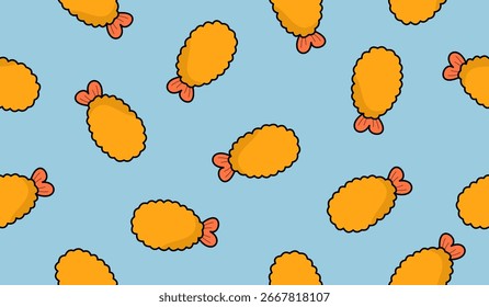 Lindo diseño de Vector de fondo de patrón de tempura de gambas