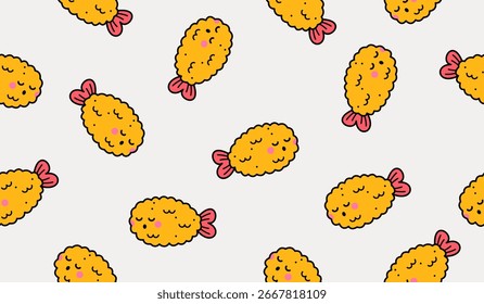 Lindo diseño de Vector de fondo de patrón de tempura de gambas