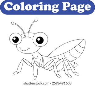 Cute Praying Mantis coloring book for kids