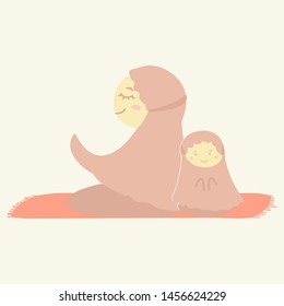 cute praying Muslim vector drawing