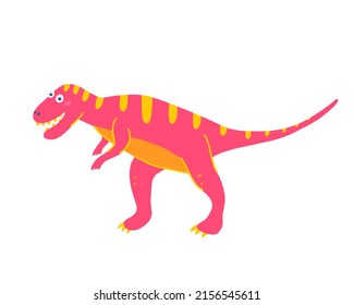 Cute predatory dinosaur Tyrannosaurus, vector flat illustration in hand drawn style on white background
