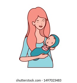 Cute Pregnancy Mother Lifting Little Baby Stock Vector (Royalty Free ...