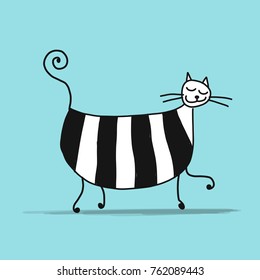 Cute pregnant cat, sketch for your design