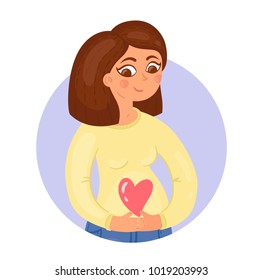 Cute pregnant girl vector illustration. This illustration is great for postcards about the communication of pregnancy.