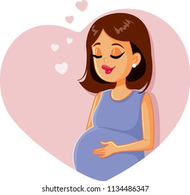 Cute Pregnant Girl Vector Illustration. Beautiful pregnant mom in maternity concept character design
