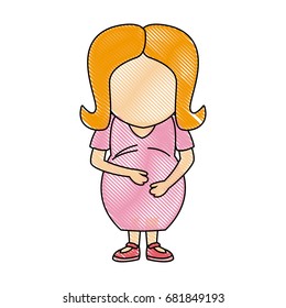 cute pregnant woman caressing her belly