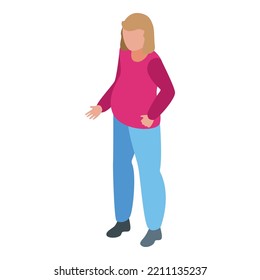 Cute pregnant woman icon isometric vector. Healthy mom. Healthy care