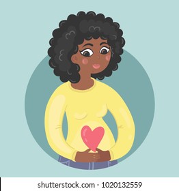 Cute pregnant woman vector illustration. This illustration is great for postcards about the communication of pregnancy.