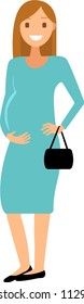 Cute pregnant woman. Vector illustration