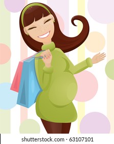 Cute pregnant woman (vector version)