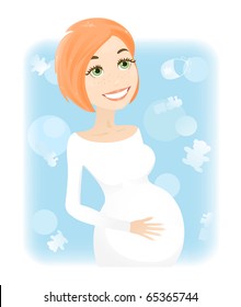 Cute pregnant woman (vector version)