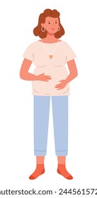 Cute pregnant woman. Waiting for baby vector illustration.