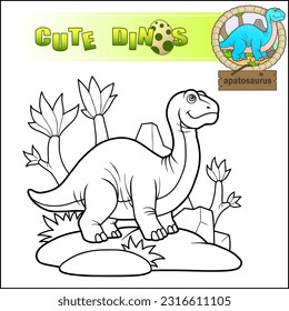 cute prehistoric dinosaur apatosaurus coloring book