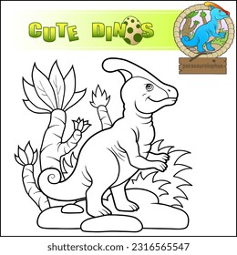 cute prehistoric dinosaur parasaurolophus coloring book