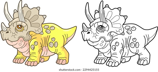 cute prehistoric dinosaur triceratops coloring book