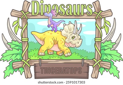 cute prehistoric dinosaur triceratops, illustration design