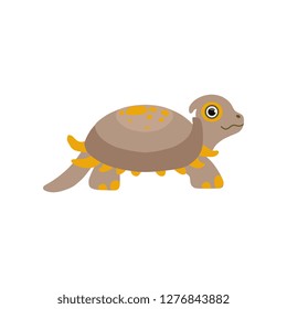 Cute prehistoric turtle, funny baby amphibian animal character vector Illustration