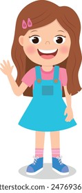 Cute preschool girl kid brown haired little girl character