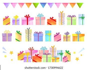 Cute present box illustration in watercolor style