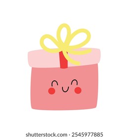 Cute present. Colorful illustration in flat vector cartoon style.