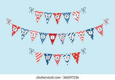 Cute Presidents Day patriotic bunting in traditional colors for your decoration