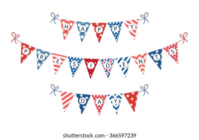 Cute Presidents Day patriotic bunting in traditional colors for your decoration