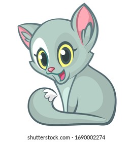 Cute and pretty cartoon kitty sitting. Vector illustration