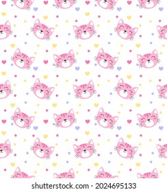 Cute pretty cat pattern illustration design