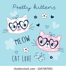 cute pretty cats animal vector illustration