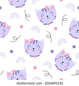 Cute pretty cats pattern illustration design