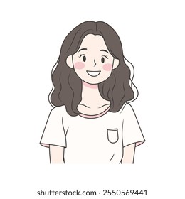 Cute Pretty Cheerful Teen Girl Cartoon Character Wearing Casual Clothes