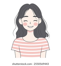 Cute Pretty Cheerful Teen Girl Cartoon Character Wearing Casual Clothes