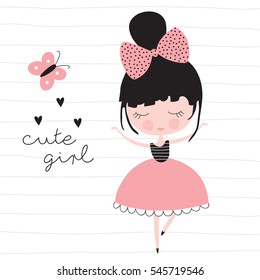 cute pretty girl vector illustration