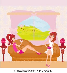  cute pretty girls in coffee break