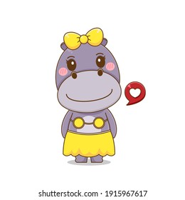 Cute pretty hippo mascot vector design illustration