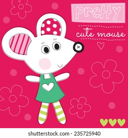 cute pretty mouse vector illustration