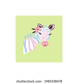cute pretty zebra with stipes, illustrations, cute vector, card, designs, greetings, happy