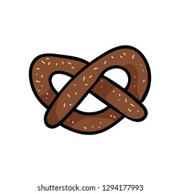 Cute pretzel cartoon vector illustration motif set